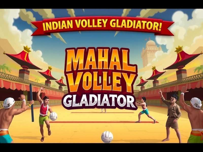 Mahal Volley Gladiator Cover Art Mahal Volley Gladiator game cover featuring Indian-style volleyball arena